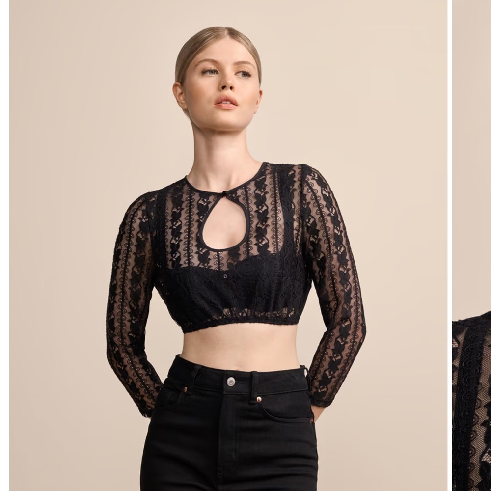 Kruger Black Lace Keyhole Dirndl blouse
